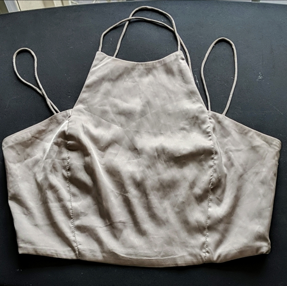 Strappy Beige Party Crop Top